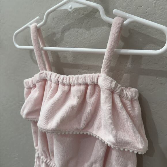 Janie and Jack Candy Pink Ruffle Terry Romper Swim Coverup - Picture 2 of 8